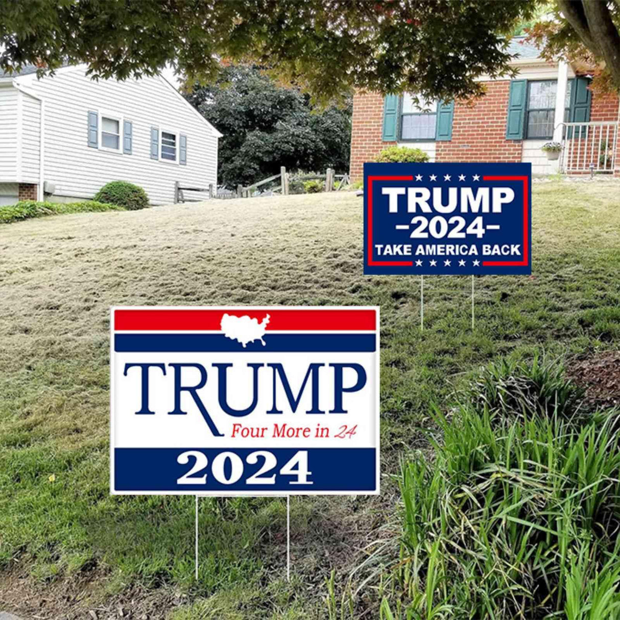 WENWELL Trump 2024 Yard Signs 2-Pack – Double-Sided,Waterproof,UV Resistant, 12x18 Inchs with Metal H-Stakes – Donald Trump Campaign Rally Placard Outdoor Lawn Decoration