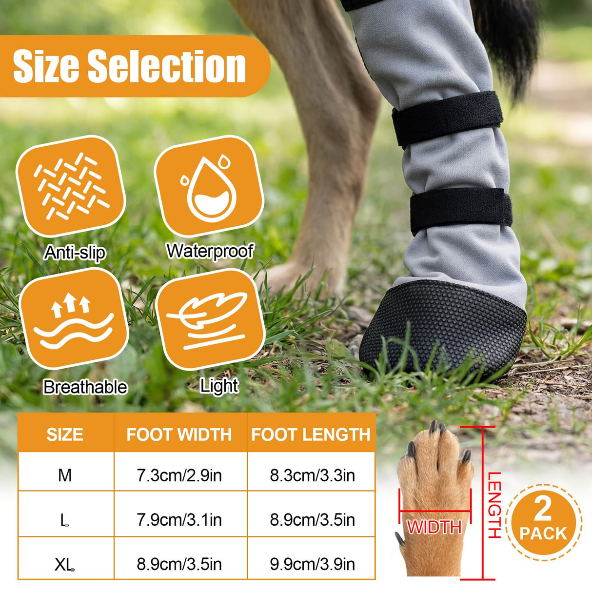 Sunnymove 2 Pcs Dog Paw Wound Recovery Boots Non-Slip Dog Protector Boots for Injured Paw Breathable Soft Pet Shoes for Wound Care Outdoor Walking(XL,Gray)