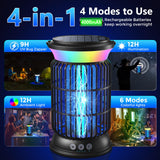 Solar Bug Zapper Outdoor, 4200V Effective Mosquito Zapper, Cordless Bug Zapper Outdoor, 4000mAH Rechargeable Fly Zapper, 4 Modes Insect Zapper for Patio, Porch, Kitchen, Bedroom