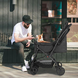 Timati Pet Stroller Dog Strollers for Medium Dogs and Cats with Reversible Handle, 360 Rotating Front Puppy Stroller for Small/Medium Dogs with Mesh Windows 4 Wheels Carts for Outdoor (Black)