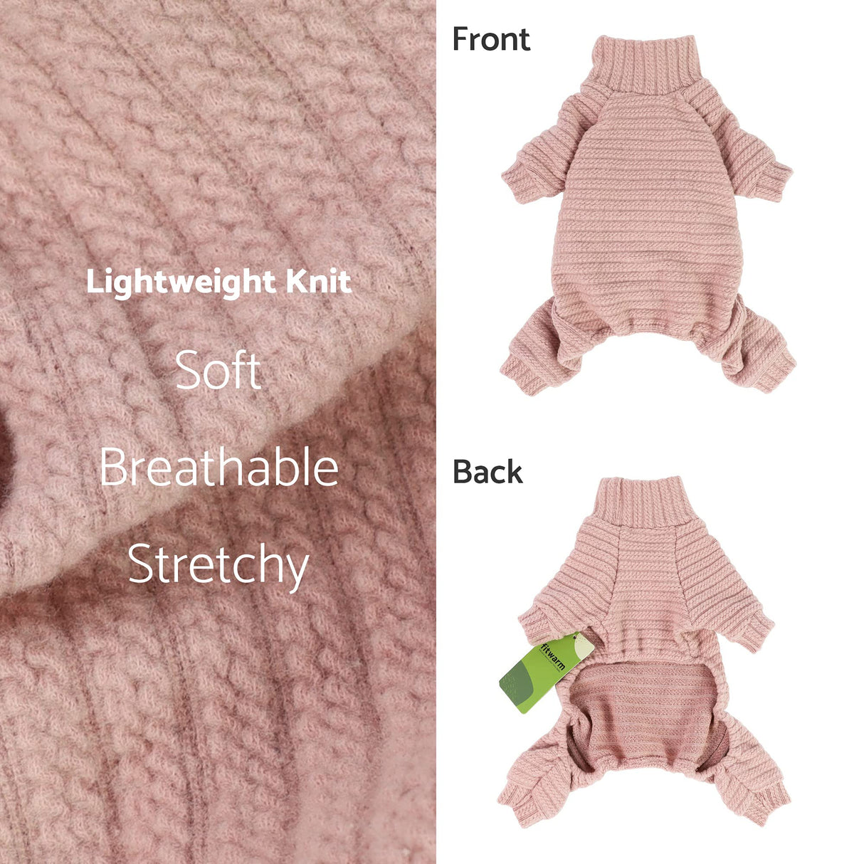 Fitwarm Turtleneck Knitted Dog Sweater Puppy Pajamas Thermal Doggie Winter Clothes Knitwear Pet Coats Cat Apparel Pink XXL