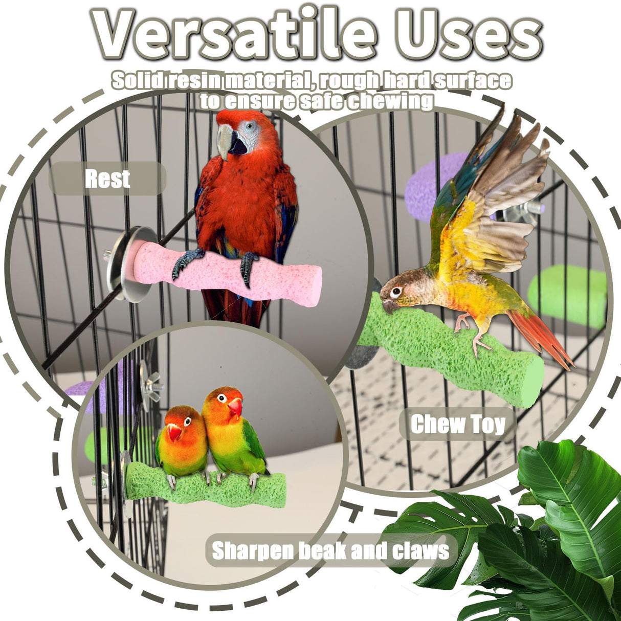 4PCS Bird Beak Grinding Stone,Cage Accessories for Parakeets,Bird Parrot Cage Perch, Stand Platform Foot Claws Trimmer Chewing Toys for Budgies, Parakeets, Cockatiels, Conures