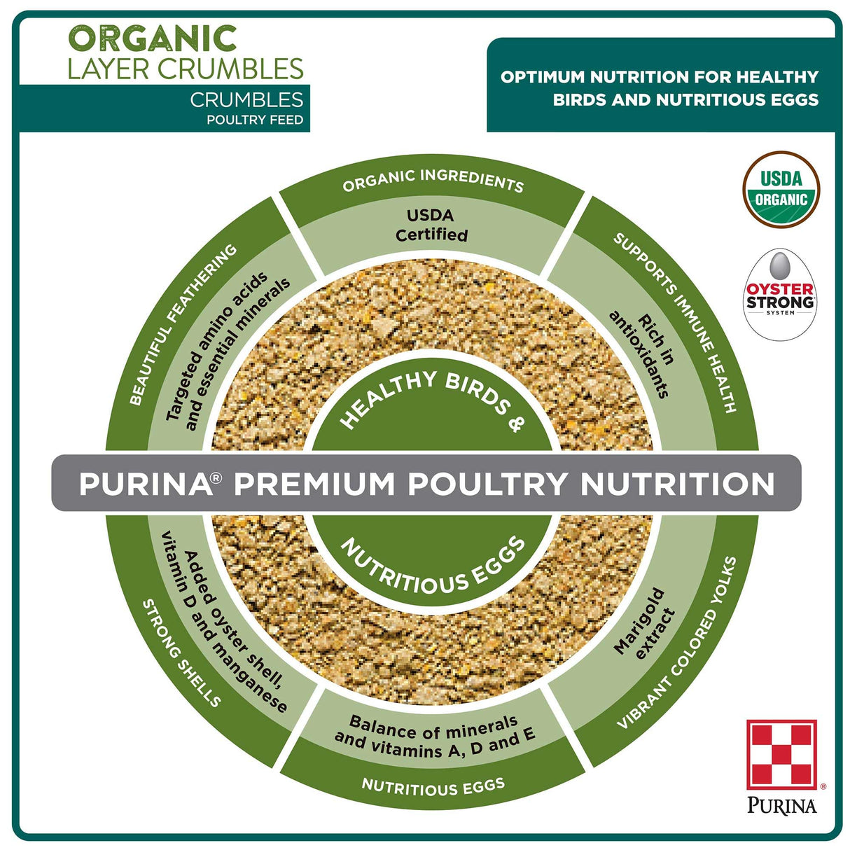 Purina | Nutritionally Complete Non-GMO Organic Layer Hen Feed Crumbles - Chicken Feed | 35 Pound (35 lb.) Bag