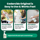 Cedarcide Original Bug Spray | Repel & Kill Fleas, Ticks, Mosquitoes, Mites, Ants & Chiggers | for use on People, Pets & Home | Natural Cedar Oil | Eco-Friendly | Quart
