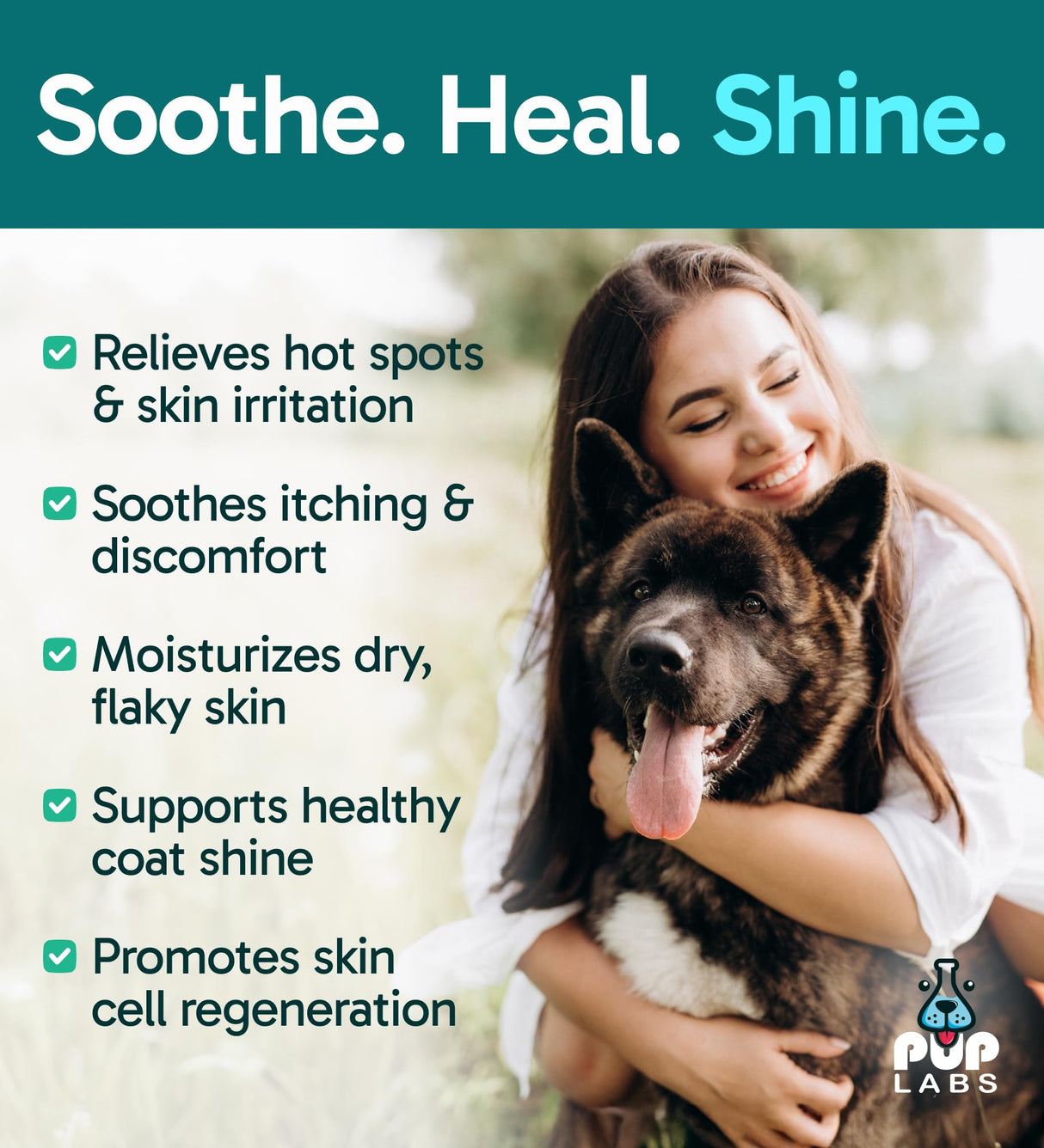Pup Labs K9 Soothe Anti Itch Spray for Dogs with Aloe, Rose, & Coconut, Natural Hot Spot Treatment for Dogs That Soothes Irritation, Pet Skin Treatment Spray, 4 FL OZ