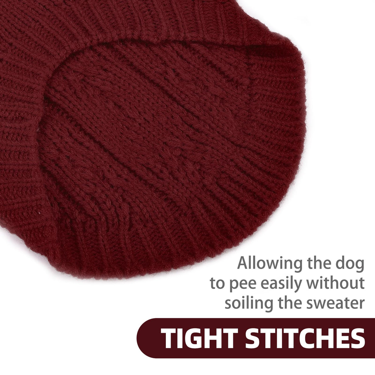 PUPTECK Dog Sweater, Turtleneck Warm Knitted Pullover Coat, Thick Cable Knitwear Clothes in Winter, Pet Apparel Outfits for Large Dogs, for Cold Weather Indoor & Outdoor, Deep Red L