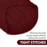 PUPTECK Dog Sweater, Turtleneck Warm Knitted Pullover Coat, Thick Cable Knitwear Clothes in Winter, Pet Apparel Outfits for Large Dogs, for Cold Weather Indoor & Outdoor, Deep Red L