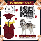 Huhumy 5 Pcs Dog Graduation Costume Set Include 2025 Pet Graduation Gown with Stole Puppy Grad Cap Lensless Glasses DIY Letter Stickers for Dogs Cats Holiday Costume Accessory(Maroon Yellow,XXL)