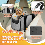 WOYYHO 16 lbs Console Dog Car Seat with Removable Liner, Center Console (Width >9in) Dog Carseat with Front Rear Pillows, Foldable Puppy Car seat with Safety Tether, Stable No Shaking Gray