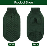 Dog Sweaters for Large Dogs Classic Turtleneck Dog Christmas Sweater Thick Warm Pullover Male Puppy Pet Stretch Knitwear Fall Winter Clothes with Leash Hole(Green, 2XL)