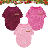 Idepet Pet Dog Classic Knitwear Sweater 3 Pcs, Fleece Coat for Small,Medium Dogs,Warm Pet Dog Cat Clothes,Soft Puppy Customes for Dog Grils Boys,Large