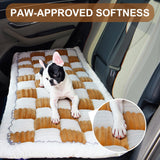 Pessbulmm Backseat Pet Bed Mat Non-Slip Dog Car Seat Cover Scratch Chew Resistant Dog Blanket for SUVs, Trucks & Sedans 23" x 51" Easy Clean Comfortable Car Travel Pet Pad, Coffee and White