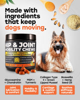 Pup Choice Glucosamine 500mg Hip & Joint Support Supplement for Dogs – Chondroitin, Collagen, MSM & Turmeric Chews – Supports Mobility, Flexibility & Joint Health for Large Breeds & Seniors