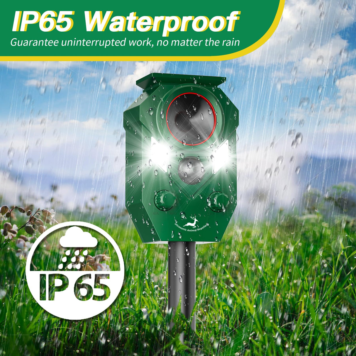Peepst Solar-Powered Ultrasonic Animal Repellent with Motion Sensor, Perfect for Outdoor Yards, Deer Repellent Device with LED Flashing Lights, Effective to Repel Deer, Coyotes, Raccoons, and Cats