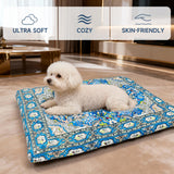 CZOXiViYC Washable Dog Crate Bed, Ultra Soft & Anti-Slip Crate Pad, Cozy Kennel Mat for Large/Medium/Small Dogs, Plush & Bohemian Dog Bed Mat(Blue, 23.0" L x 17.0" W x 2.3" H)