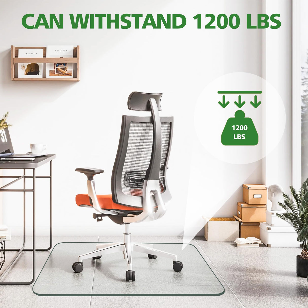 BesWin Glass Office Chair Mat, Tempered Glass Floor Mats for Carpet Floor, Heavy Duty Hard Glass Desk Chair Mat for Home or Office, Anti-Slip & Easy Glide - 29" x 47"