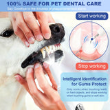 ETACCU Dog Plaque Remover for Teeth, Dog Plaque Remover Tool with LED Light, 5 Modes Teeth Cleaning Tools, Low Noise Pet Tooth Brushing Kit Dental Tools for Dog and Cat, White