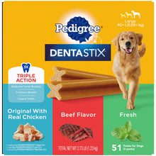 Load image into Gallery viewer, Pedigree Dentastix Large Breed Dog Treats, Original, Beef &amp; Fresh Flavor, 2.73 lb. Variety Pack (51 Treats)

