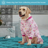 LovinPet Dog Onesies for Large Dogs, Lightweight Stretch Knit, Unicorn Rose Pink Print/Post Surgery Shirt/UV Protection, Pet Anxiety Relief, Wound Care for Large Dog Onesies/L