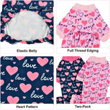 Vehomy 2-Pack Dog Valentines Pajamas Valentine's Day Dog Costume Outfit with Love Heart Patterns Pet Valentines Onesie Jumpsuits Sweet Heart Clothes Jammies for Medium Large Dogs XL