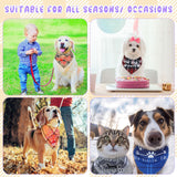 Sweetude 100 Pcs Plaid Dog Bandanas Bulk Paw Print Dog Scarf Bibs Puppy Pet Bandanas with Captions Adjustable Cat Outfit Washable Triangle Scarf Kerchief for Small to Medium