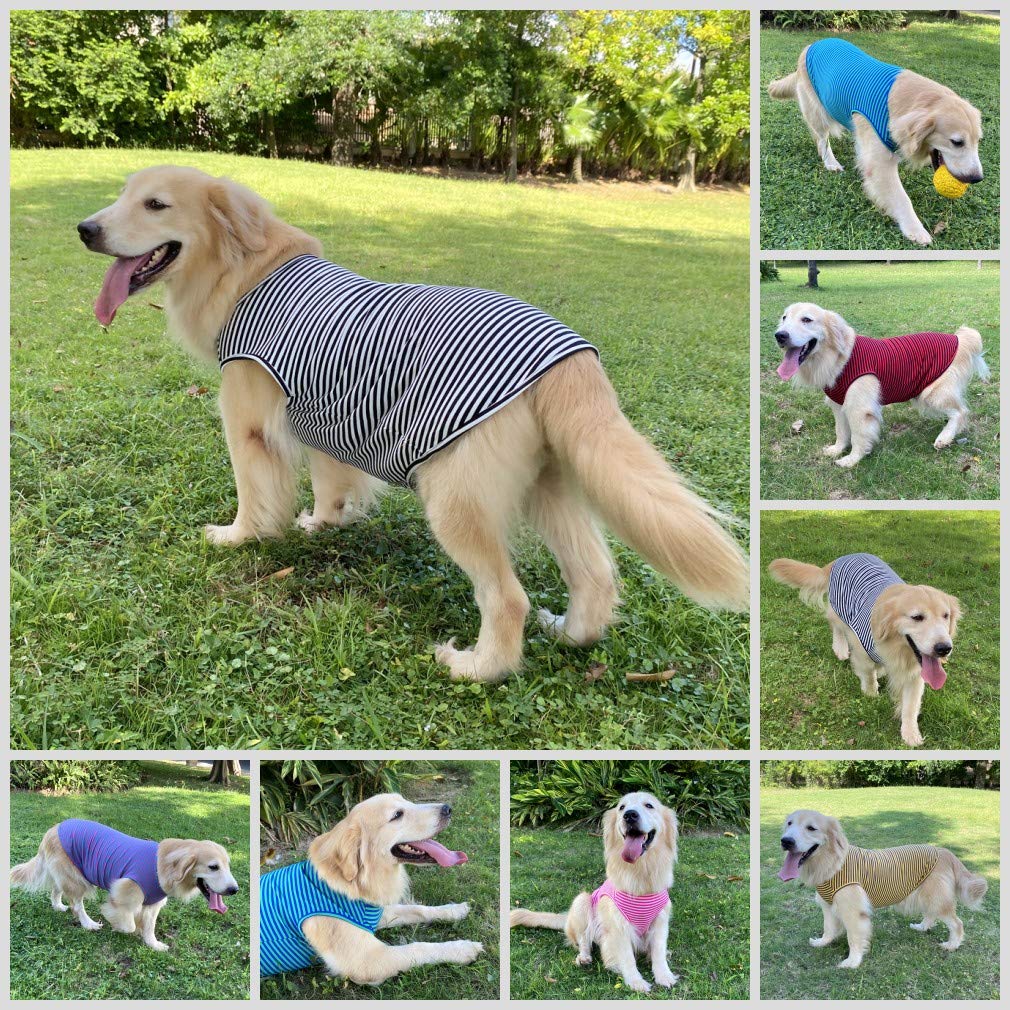 Dog Shirts Cotton Striped T-Shirts, Breathable Basic Vest for Puppy and Cat, Super Soft Stretchable Doggy Tee Tank Top Sleeveless, Fashion & Cute Color for Boys and Girls (XXXL, Black+Red)