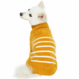 Blueberry Pet Cozy Soft Chenille Classy Striped Dog Sweater in Mustard, Back Length 18", Pack of 1 Clothes for Dogs