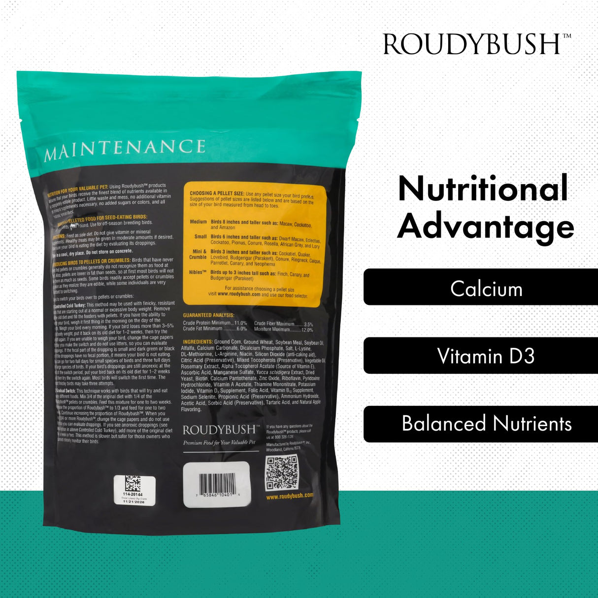 RoudyBush Daily Maintenance Bird Food, Mini, 10-Pound