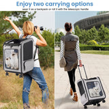 VERSMELO Extra Large Pet Carrier Backpack with Wheels Cats Under 30 Lbs, for Dogs Puppies Rabbits Other Animals Under 25 Lbs, Great for Travel/Hiking/Outdoor Use