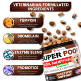 Vet Promise Super Poop Probiotics for Dogs - Dog Stool Softener - Fiber for Dogs Supplement - 6 Probiotics and Digestive Enzymes - Healthy Gut - Perfect for Firm Stool & Diarrhea Relief - 120 Chews