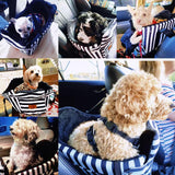 Cullaby Dog Car Seat for Small Dogs Under 15 lbs – Center Console Pet Carrier with Safety Belt, Storage Pockets, Removable Washable Cover – B&W Stripes, Secure & Comfortable for Small Puppies/Cats