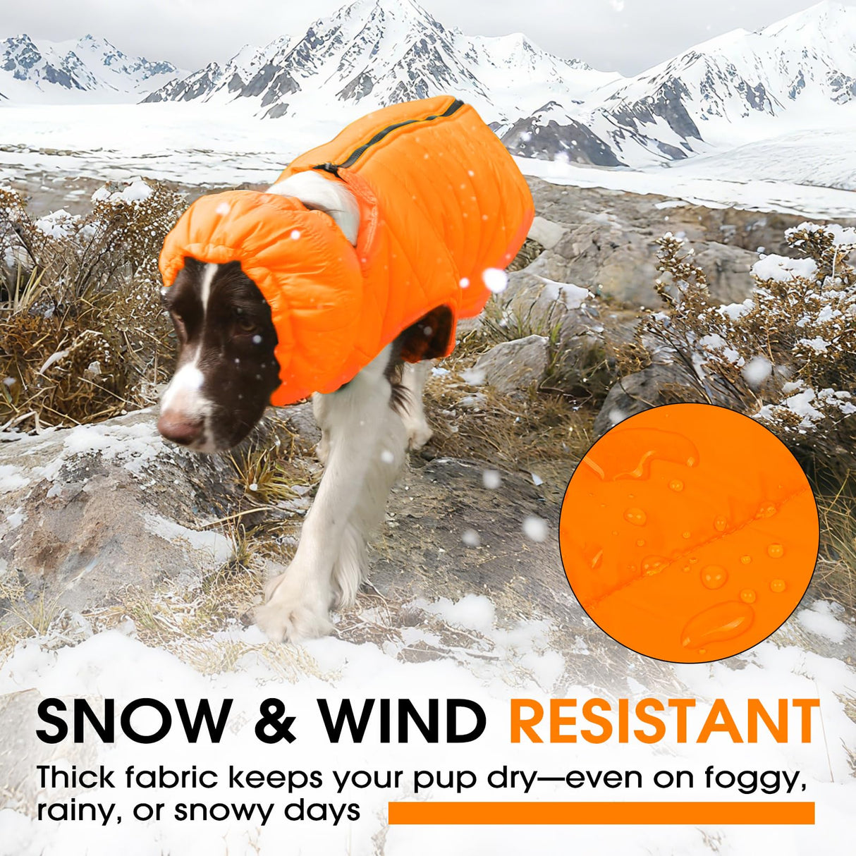 LeleTail Large Dog Winter Coat with Back Zipper & Detachable Scarf, Waterproof Warm Dog Snow Jacket, Dogs Puffer Vest for Golden Retriever, German Shepherd, Orange 2XL
