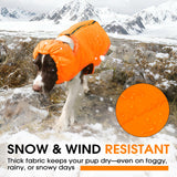 LeleTail Large Dog Winter Coat with Back Zipper & Detachable Scarf, Waterproof Warm Dog Snow Jacket, Dogs Puffer Vest for Golden Retriever, German Shepherd, Orange 2XL