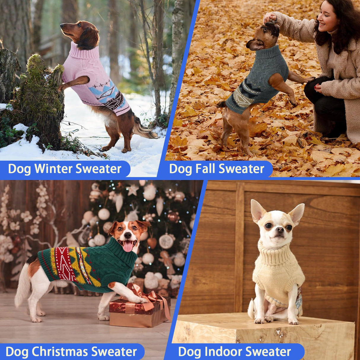 MIGOHI Warm Dachshund Sweater Soft Dog Sweater for Small Dogs | Wiener Dog Sweaters with Leash Hole Sleeveless Knitted Pullover Vest Winter Christmas Knitwear for Fall & Winter,Wiener,Pug,Green,M