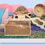Niteangel Visible Hamster Digging Box for Syrian Dwarf Roborovski Campbell Hamsters Gerbils Mice Lemmings Degus or Other Small-Sized Pets (Burlywood)