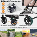 Medium Dog Stroller, Kenyone Pet Stroller for Medium Dogs Up to 55lbs, Lightweight Aluminum Frame, One Click Folding, Large Cat Stroller with No Zip Entry, Detachable Mesh, Multiple Pockets