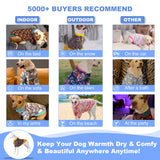 LovinPet Dog Sweater, Warm Flannel Onesie for Large Dogs, Winter Clothes with Front Sleeves and Snap Buttons, Cozy Pajamas for Sleep and Lounging, Glow in The Dark Dot Dot Black Prints, XXL