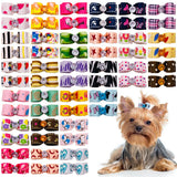 PET SHOW 100pcs Bulk 0.98inch*0.39inch Tiny Small Dogs Hair Bows with Rubber Bands Cat Puppies Yorkie Hair Topknot Grooming Accessories Mixed Matching Colors