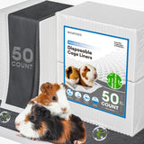 BUCATSTATE 50 Count Disposable Guinea Pig Cage Liners, Super Absorbent Guinea Pig Bedding, Bamboo Charcoal Odor Control Pee Pads for Rabbits, Ferrets and Small Animals (18''x24'')
