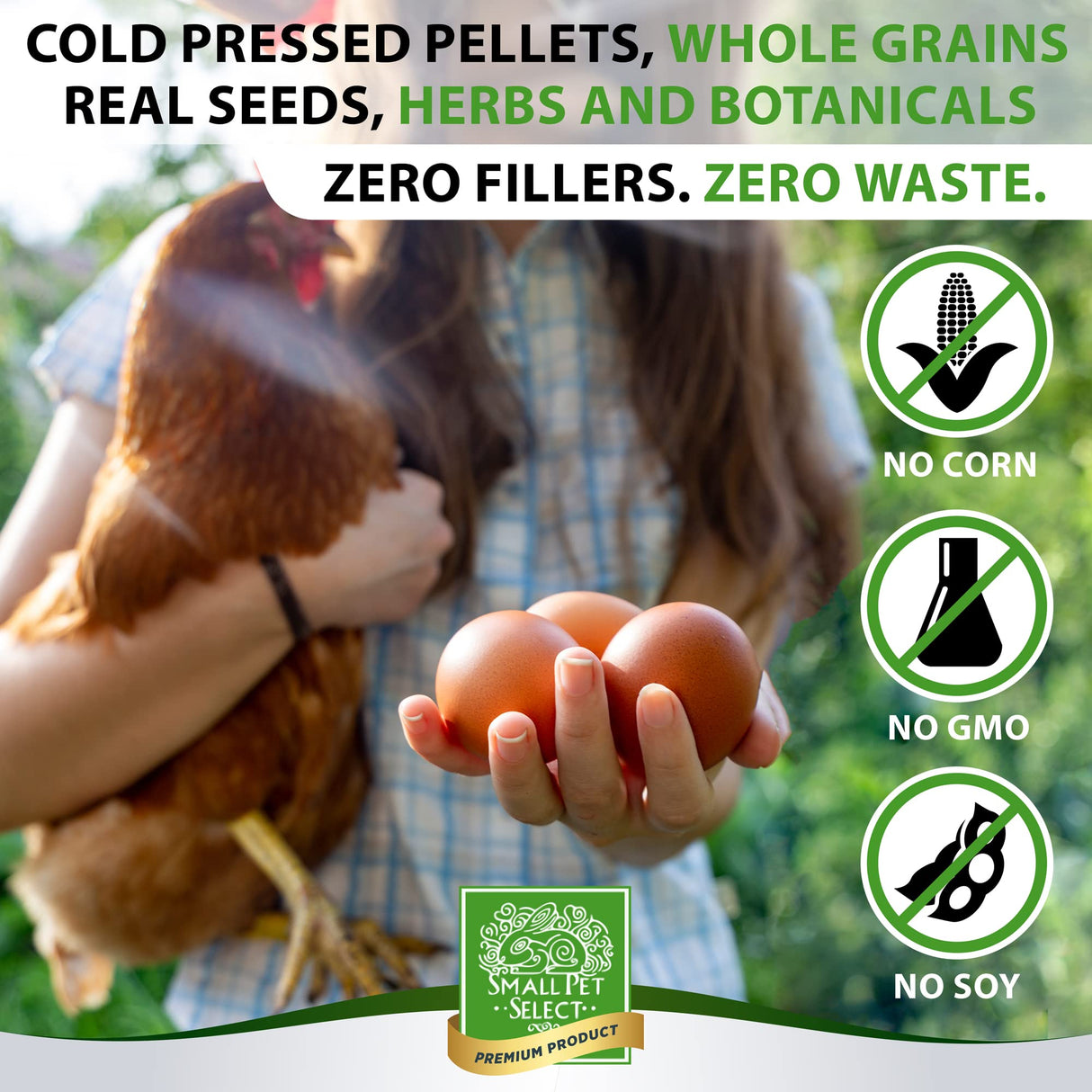 Small Pet Select Chicken Layer Feed Pellets, Food for Chickens and Laying Hens, Poultry and Waterfowl, High Protein and Omega 3, Corn and Soy Free, Non-GMO, 20 lb