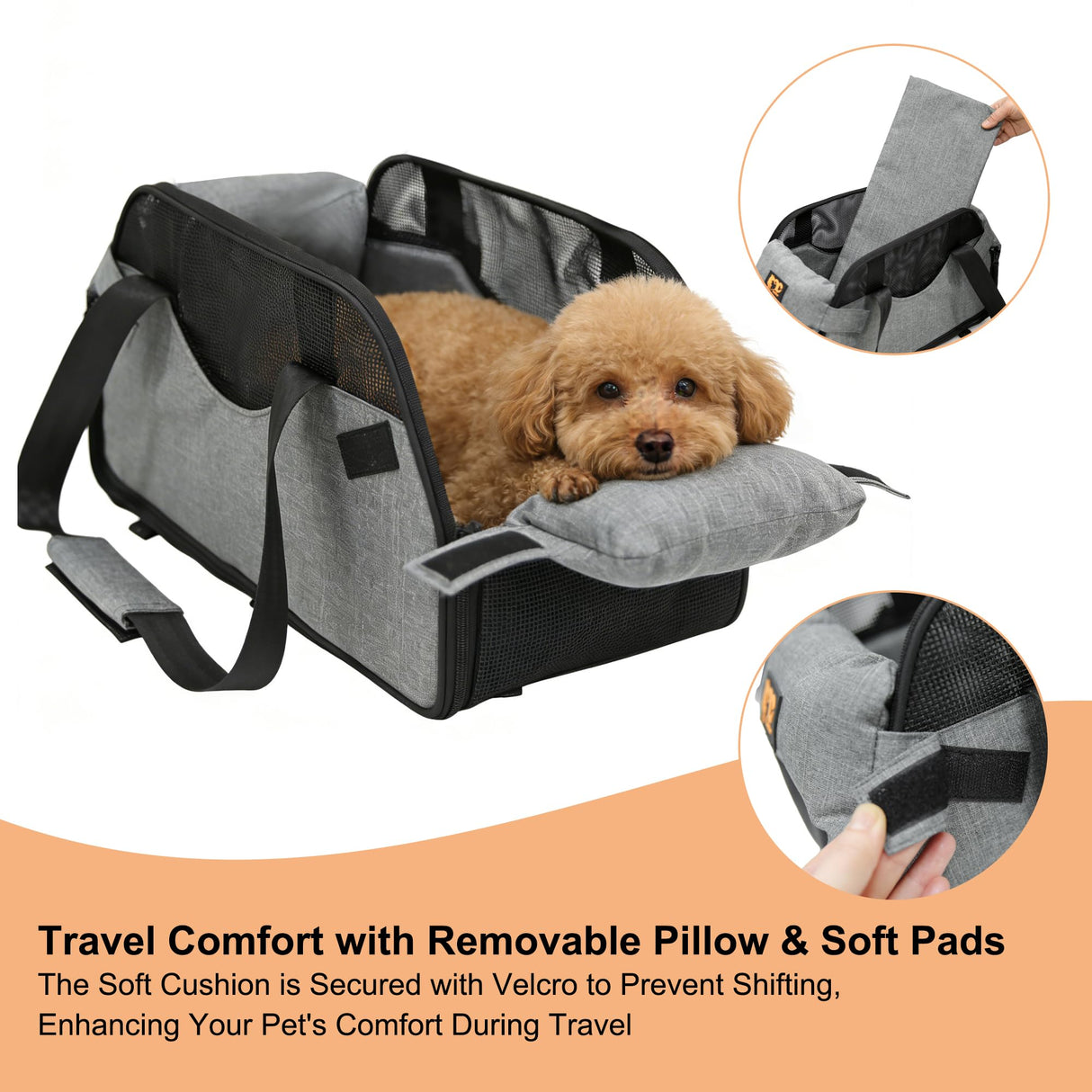 GeerDuo Center Console Dog Car Seat for Small Dogs with Mesh, Dog Booster Seat with Upgraded Safety Tethers, Detachable Washable Pet Car Seat Travel Bed Under 25lbs(Mesh)