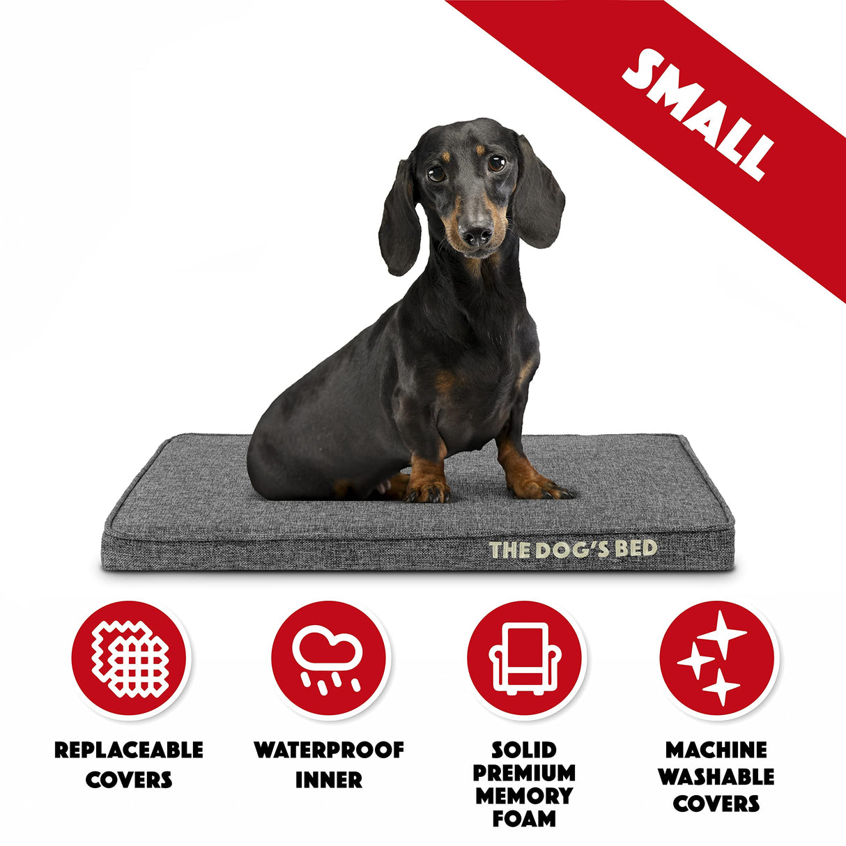 The Dog’s Bed Orthopedic Memory Foam Dog Bed Mattress, Linen Fabric, Grey Linen, Small, 2-Inch