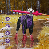 OUOBOB Dog Raincoat, Waterproof Dog Rain Coats for Large Dogs, Lightweight Rain Jacket, Adjustable 4 Legs Pet Poncho with Hood, Snow-Proof Dog Vest Rainwear, Rain Clothes Apparel with Leash Hole