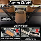 Center Console Dog Car Seat | 11 lbs MAX | Safety Straps & Leash | Comfortable Foam and Plush Pillows | Adjustable Mount Design | Large Storage Pockets | Perfect for Small Pets & Cats (Brown)