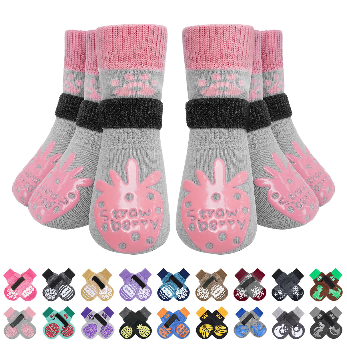 BEAUTYZOO Anti-Slip Dog Socks,Dog Shoes for Hot/Cold Pavement,Paw Protectors with Grips 3 Pairs for Puppy Small Medium Large Senior Old Dogs,Dog Socks to Prevent Licking and Hardwood Floor Protection