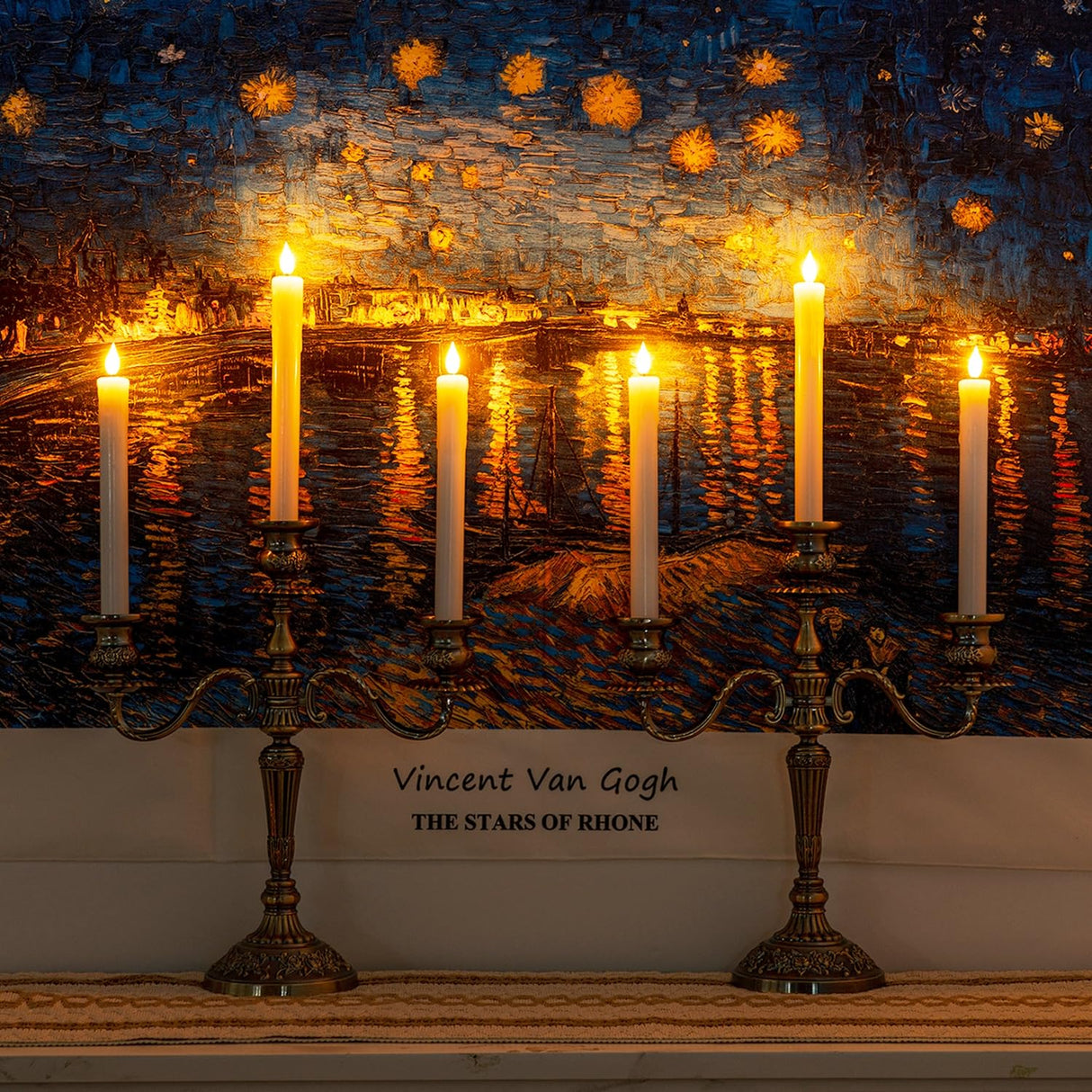 Homemory Real Wax LED Flameless Taper Candles with Timer, 9.6 Inches White Drip Candles for Fireplace, Christmas, Halloween