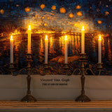 Homemory Real Wax LED Flameless Taper Candles with Timer, 9.6 Inches White Drip Candles for Fireplace, Christmas, Halloween