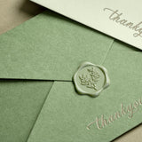 UNIQOOO Wax Seal Stickers - Eucalyptus Wedding Invitation Envelope Seal Stickers, 100 Pcs Self- Adhesive Sage Green Stickers, Perfect for Invitation, Christmas, Gift Wrapping, Party