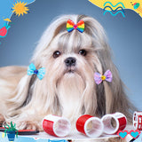 Tondiamo 100 Pack Tie Dye Dog Hair Bows for Dogs Spring Dog Hair Bows with Rubber Bands Puppy Rhinestone Grooming Dog Hair Accessories for Small Girl Dogs
