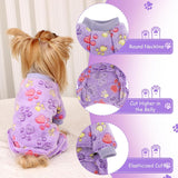 YIKEYO Dog Sweaters for Small Dogs, Dog Pajamas Winter Girl and Boy,Puppy 4 Legged Clothes Chihuahua Yorkie Teacup Jumpsuit Cute Feet Print(Purple, XXS)